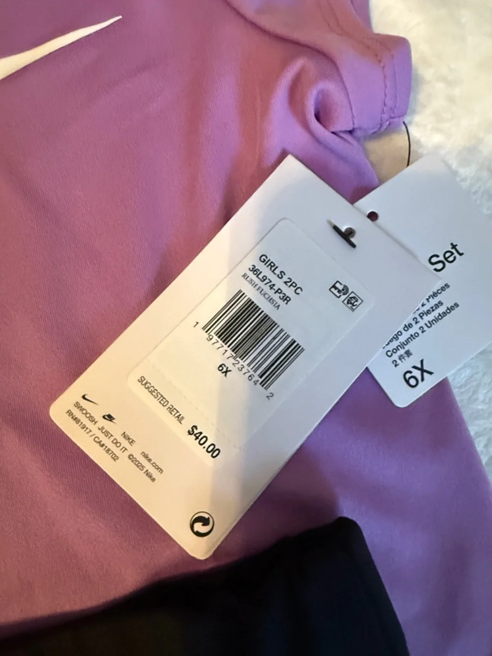 Nike Girls' Lavender Dri-FIT Tee with Black Athletic Skort - Picture 2 of 2